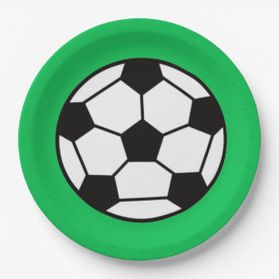 Assiettes En Carton Bal De Football Drôle Sur Arrière - plan Vert