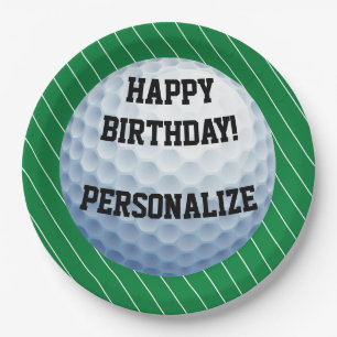 Assiettes En Carton Bal de golf personnalisé Joyeux anniversaire