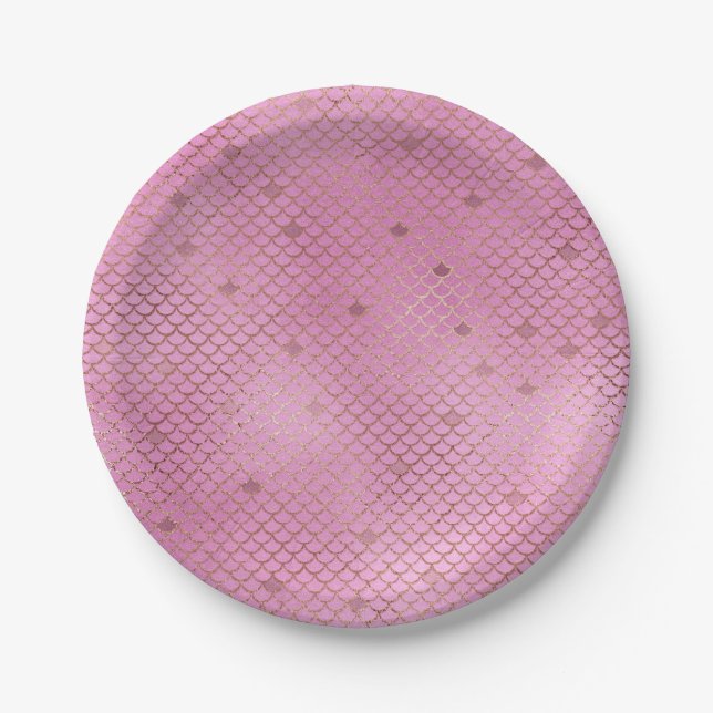 Assiettes En Carton Balances de sirène rose mignonne pour une fête d'a (Devant)