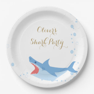 Assiettes En Carton Balayage de la fête d'été de requin Anniversaire d