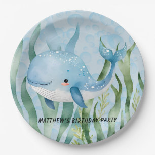 Assiettes En Carton Baleine Bleue Sous La Mer Boy Anniversaire