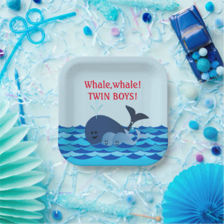 Assiettes En Carton Baleine C'est un jumeau Garçons Plaques de papier 