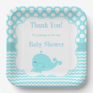 Assiettes En Carton Baleine mignonne avec Baby shower bébé bleu garçon