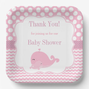 Assiettes En Carton Baleine mignonne avec bébé rose fille papier Baby 
