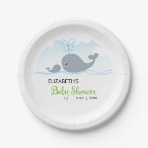 Assiettes En Carton Baleine mignonne et Bébé baleine, Baby shower