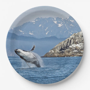 Assiettes En Carton Baleines à bosse de l'Alaska Photo de la faune