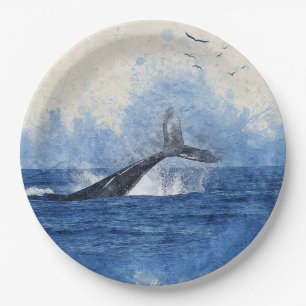 Assiettes En Carton Baleines en Oiseaux de mer à distance Décor Cadeau