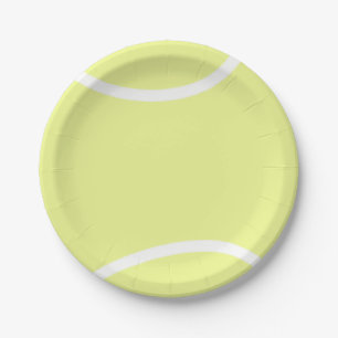 Assiettes En Carton Ball de tennis jaune vif et blanc