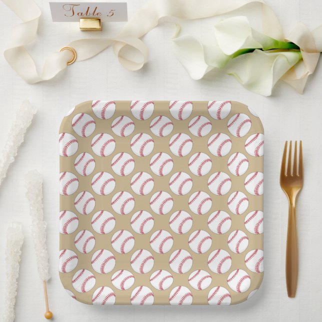 Assiettes En Carton Balle de baseball (Mariage)