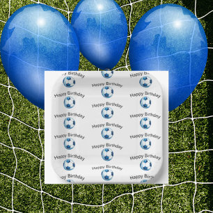 Assiettes En Carton Balle de Football bleu Custom Anniversaire