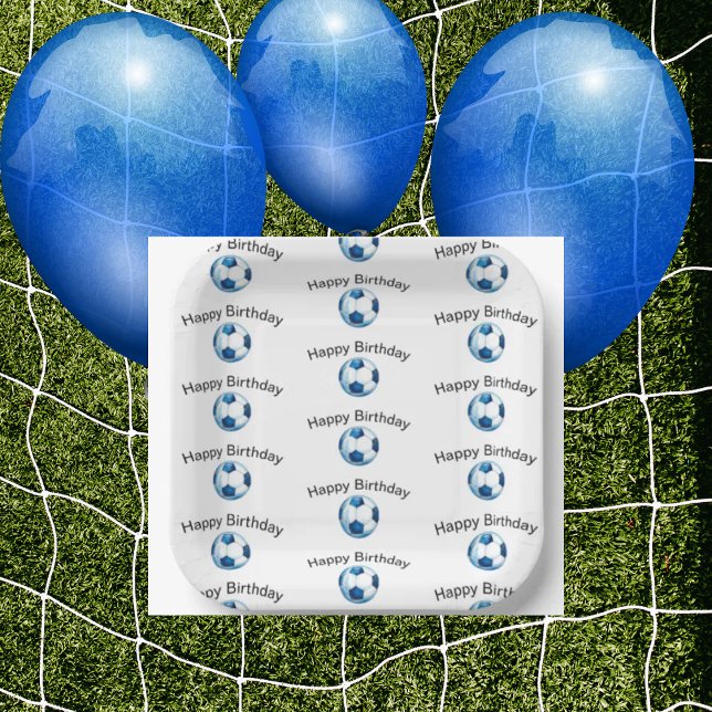 Assiettes En Carton Balle de Football bleu Custom Anniversaire (Créateur téléchargé)