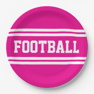 Assiettes En Carton BALLE DE FOOTBALL Bright Athletic Rose White Racin