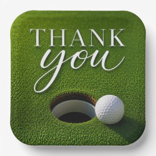 Assiettes En Carton Balle de golf à côté du trou merci fête