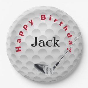 Assiettes En Carton Balle de golf et club pour anniversaire