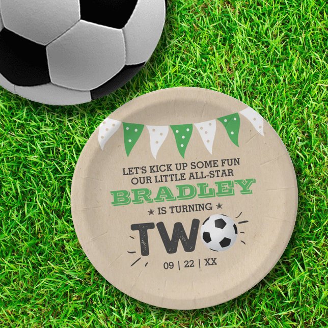 Assiettes En Carton Balle de soccer étoile 2e anniversaire (Créateur téléchargé)