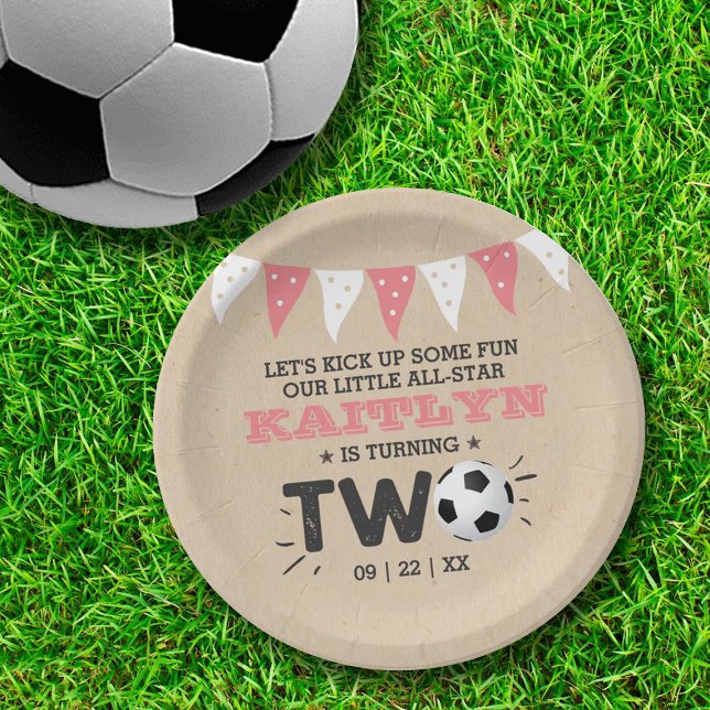 Assiettes En Carton Balle de soccer étoile 2e anniversaire (Créateur téléchargé)