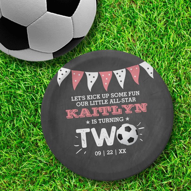 Assiettes En Carton Balle de soccer étoile 2e anniversaire (Créateur téléchargé)