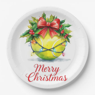 Assiettes En Carton Balle de Tennis Noël