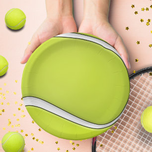 Assiettes En Carton Balle de Tennis Vert en forme d'anniversaire