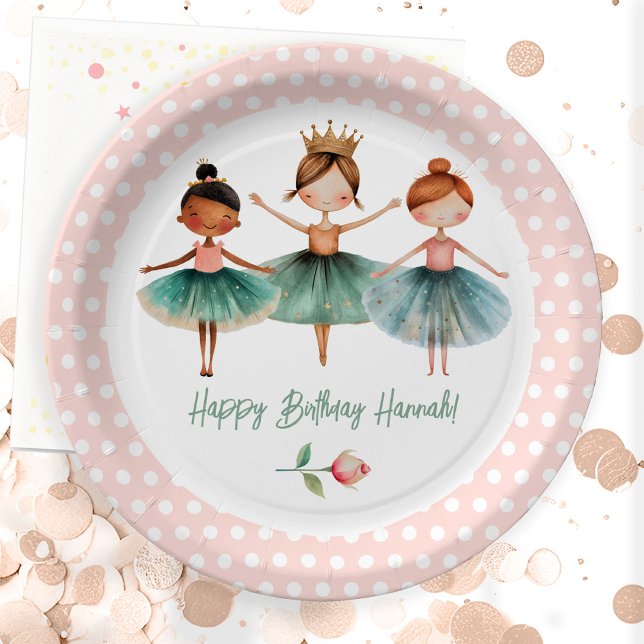 Assiettes En Carton Ballerina 3e fille anniversaire (Créateur téléchargé)