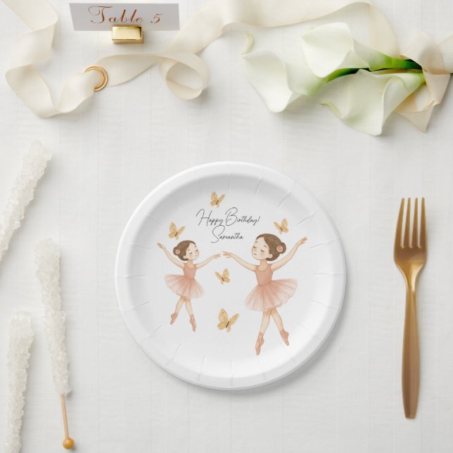 Assiettes En Carton Ballerina Anniversaire Plaque papier de fête - Pin (Mariage)