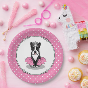 Assiettes En Carton Ballerina Ballet Princess Boston Terrier (noir)
