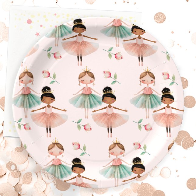 Assiettes En Carton Ballerina Ballet rose Motif Anniversaire (Créateur téléchargé)