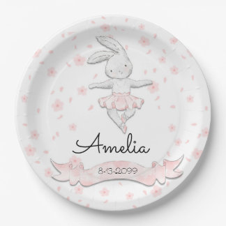 Assiettes En Carton Ballerina Bunny rose sucré Premier anniversaire Fl