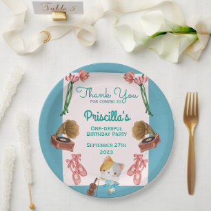 Assiettes En Carton Ballerina Cat Anniversaire de enfant Party