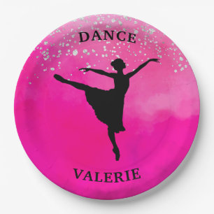 Assiettes En Carton Ballerina Dance Pink Ombre Sparkle