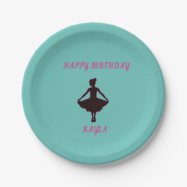Assiettes En Carton Ballerina Happy Birthday Party Plaque papier (Devant)
