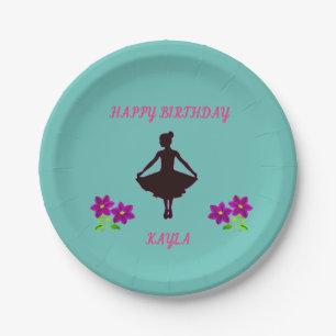 Assiettes En Carton Ballerina Joyeuse florale d'anniversaire