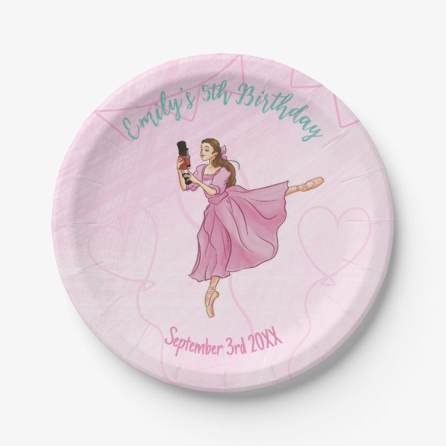 Assiettes En Carton Ballerina Nutcracker Fille fête d'anniversaire (Devant)