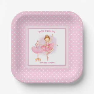 Assiettes En Carton Ballerina rose floral blanc pois plaque papier
