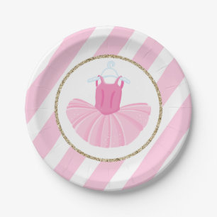 Assiettes En Carton Ballerina Tutu Plaques d'anniversaire avec rayures