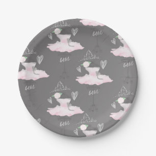 Assiettes En Carton Ballerine fête d'anniversaire Pink & Grey Couture