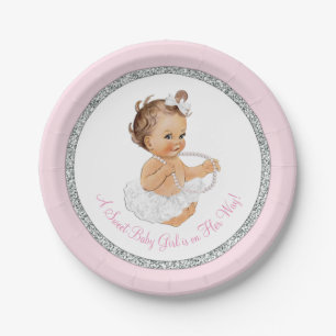Assiettes En Carton Ballerine Rose Perle Baby Shower Fille