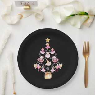 Assiettes En Carton Ballet Animaux Ballerina sapin de Noël
