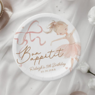Assiettes En Carton Ballet Cute Girls' Pastel Ballerina Anniversaire