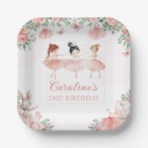 Assiettes En Carton Ballet rose Ballerina Plaques de papier d'annivers
