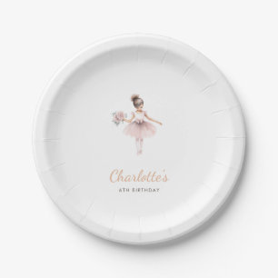 Assiettes En Carton Ballet rose simple thème Anniversaire fille aquare