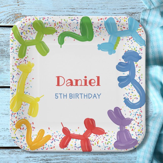 ASSIETTES EN CARTON BALLONS ANIMAUX D'ANNIVERSAIRE (Créateur téléchargé)