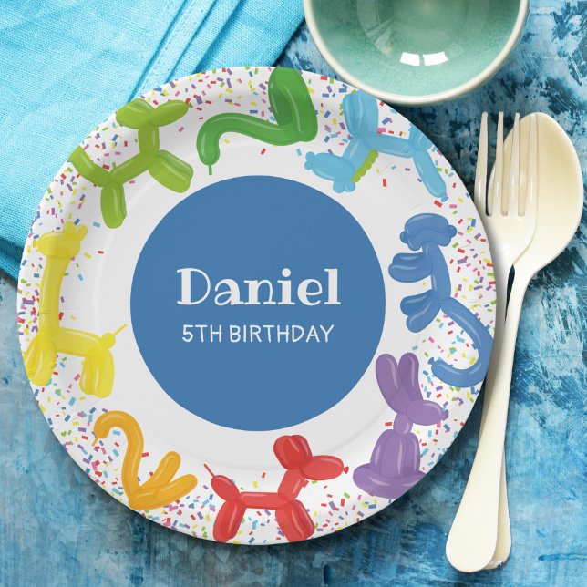 ASSIETTES EN CARTON BALLONS ANIMAUX D'ANNIVERSAIRE (Créateur téléchargé)