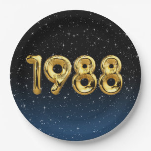 Assiettes En Carton Ballons Anniversaire 1988 Dans Les Étoiles