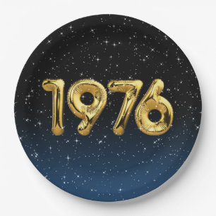 Assiettes En Carton Ballons Anniversaires 1976 En Plaque Papier Étoile