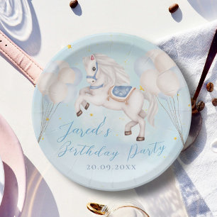 Assiettes En Carton Ballons bleu poney pour bébé Fairytale étoiles Ann