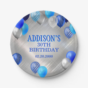 Assiettes En Carton Ballons Bleus Anniversaires