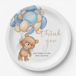 Assiettes En Carton Ballons Bleus Teddy Bear Baby shower Merci