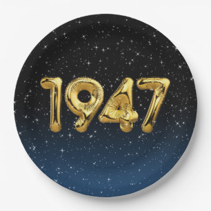 Assiettes En Carton Ballons D'Anniversaire 1947 En Étoiles