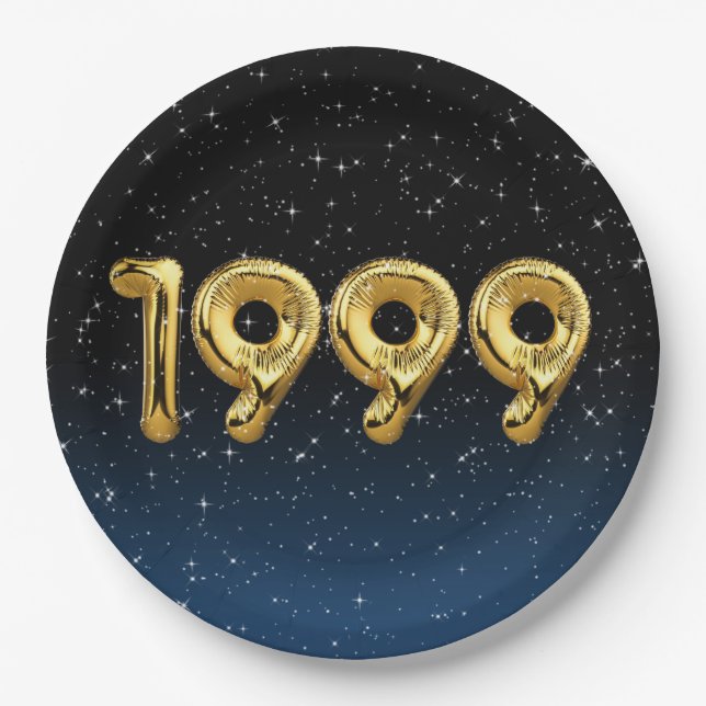 Assiettes En Carton Ballons d'anniversaire 1999 En Stars Plaque en pap (Devant)